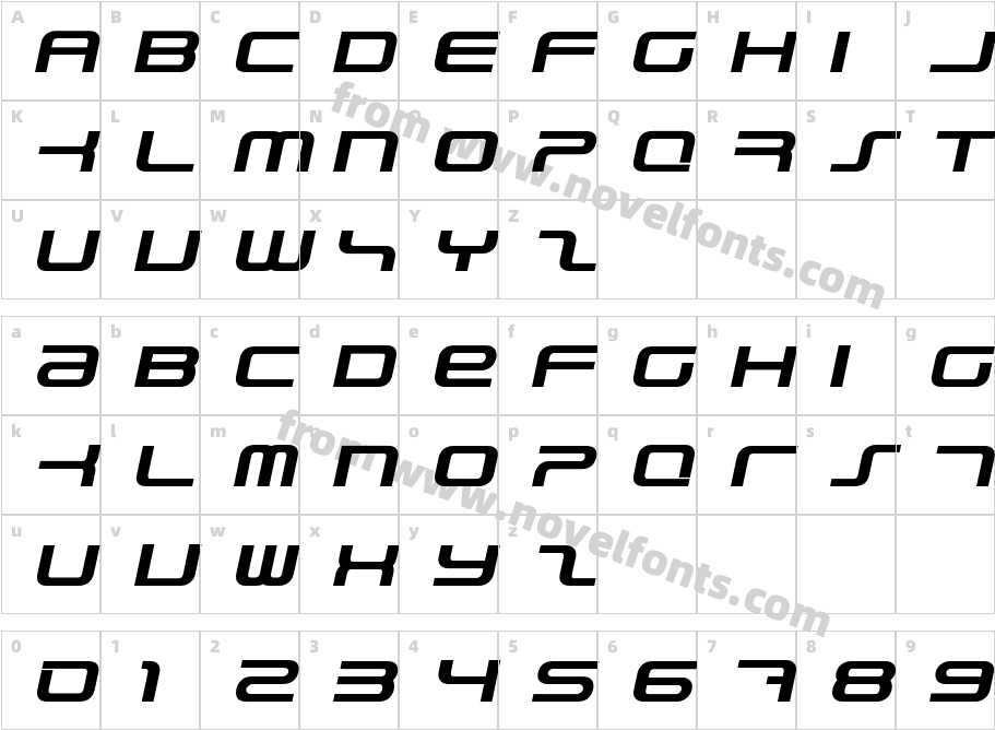 PhatBoySlim-BoldItalicCharacter Map