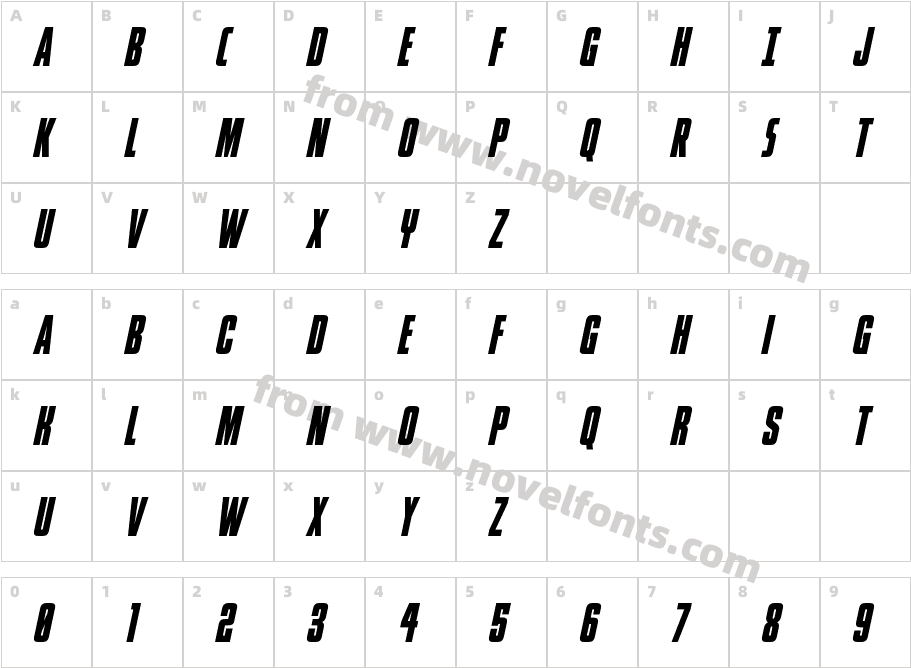 Phenomicon Condensed ItalicCharacter Map