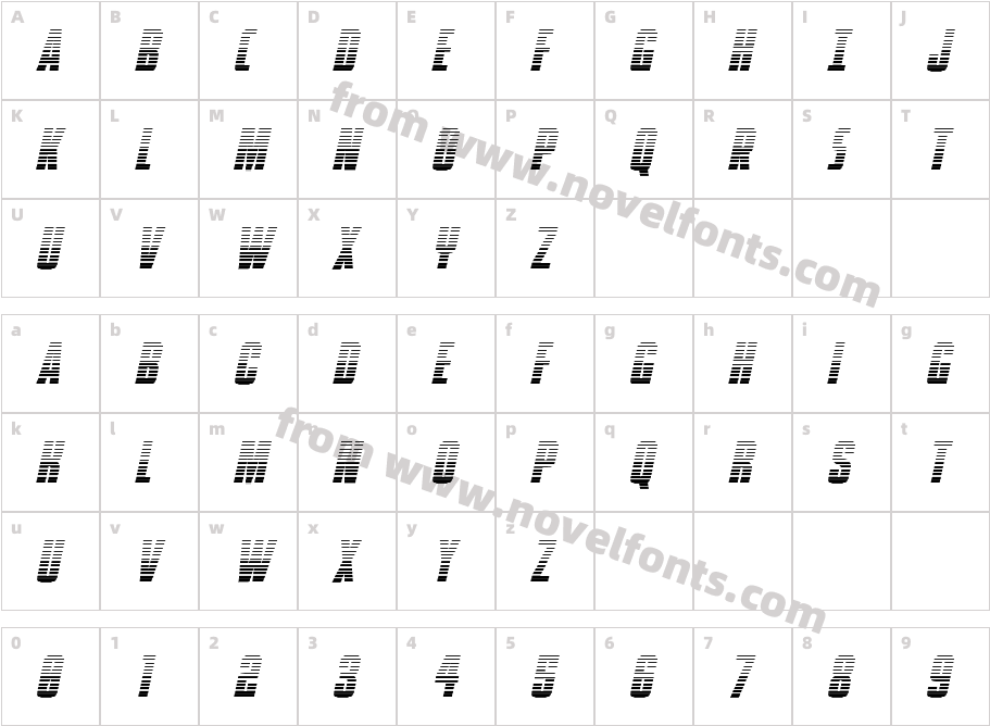 Phenomicon Gradient ItalicCharacter Map