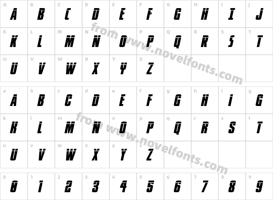 Phenomicon Laser ItalicCharacter Map