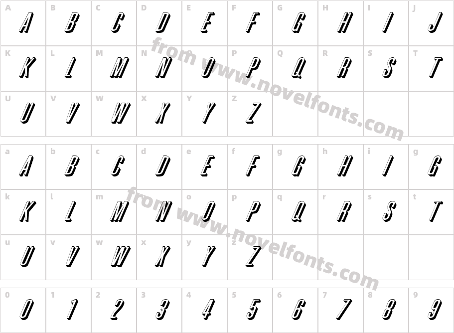 Phoenix Wide D ItalicCharacter Map