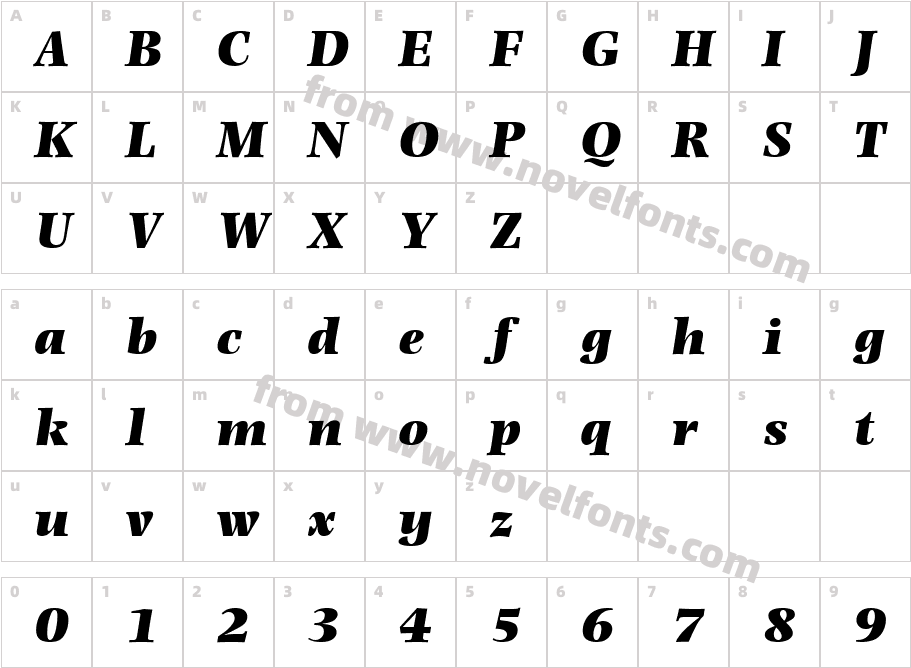 Photina MT Ultra Bold ItalicCharacter Map