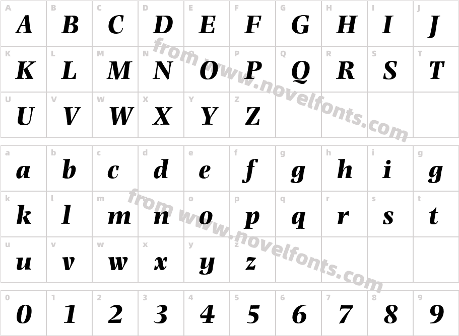 PhotinaMTStd-BoldItalicCharacter Map