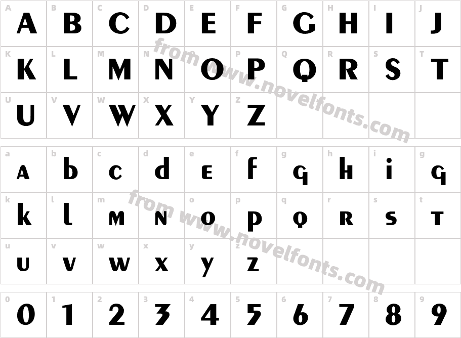 PianoBoldCharacter Map