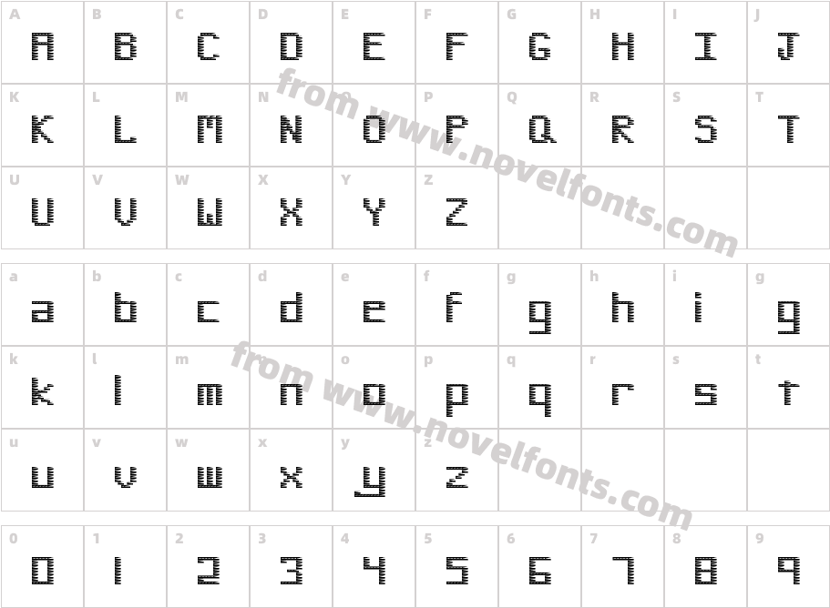 Pinstripe Bitmap RegularCharacter Map
