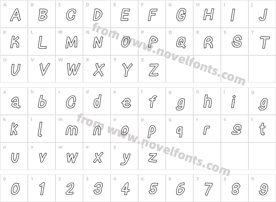 Pinstriping Tape ItalicCharacter Map