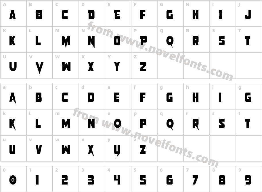 Pistoleer CondensedCharacter Map