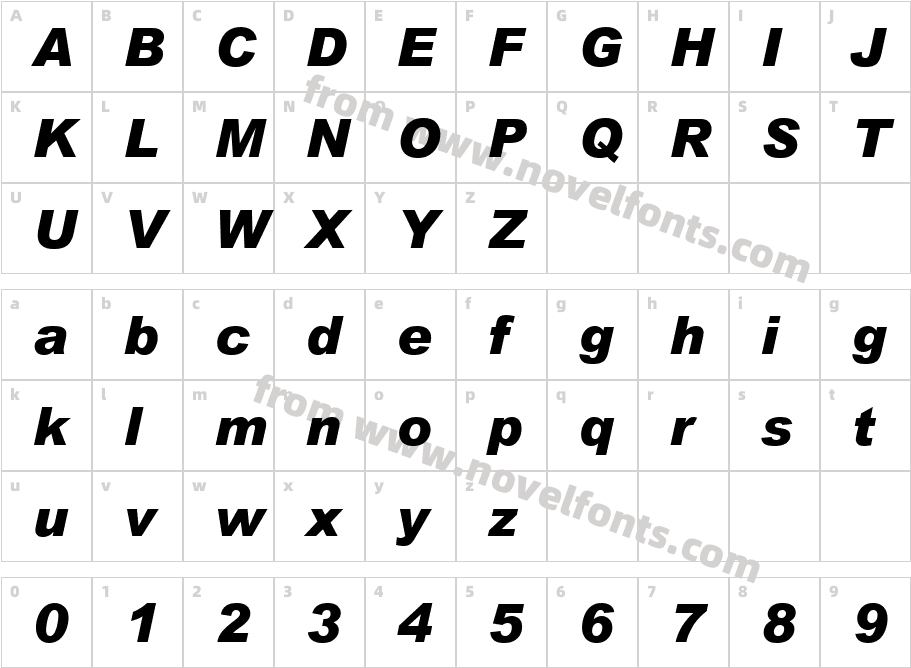 Arial Black ItaliqueCharacter Map