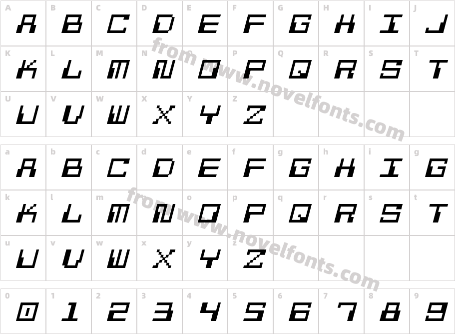 Pixel Calculon ItalicCharacter Map