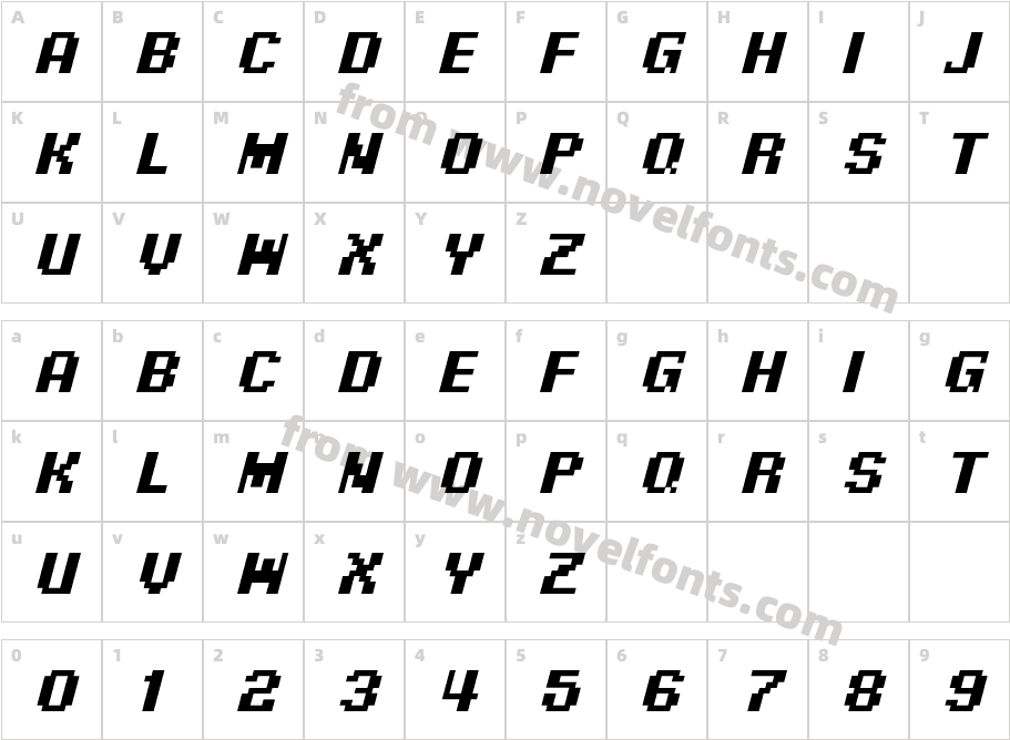 Pixel Digivolve ItalicCharacter Map