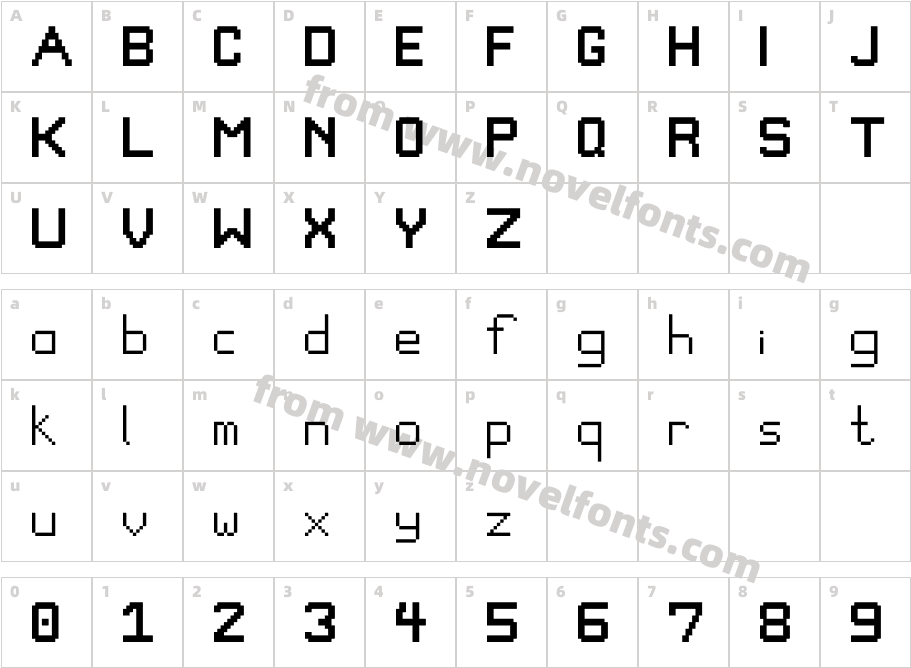 PixelGameFontCharacter Map