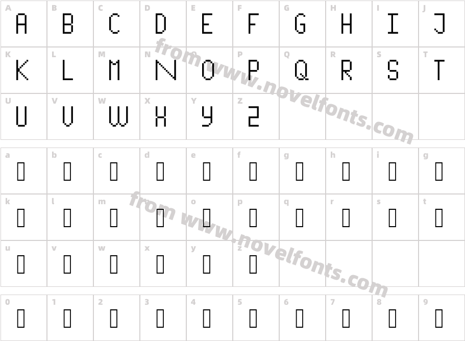 PixelLettersCharacter Map