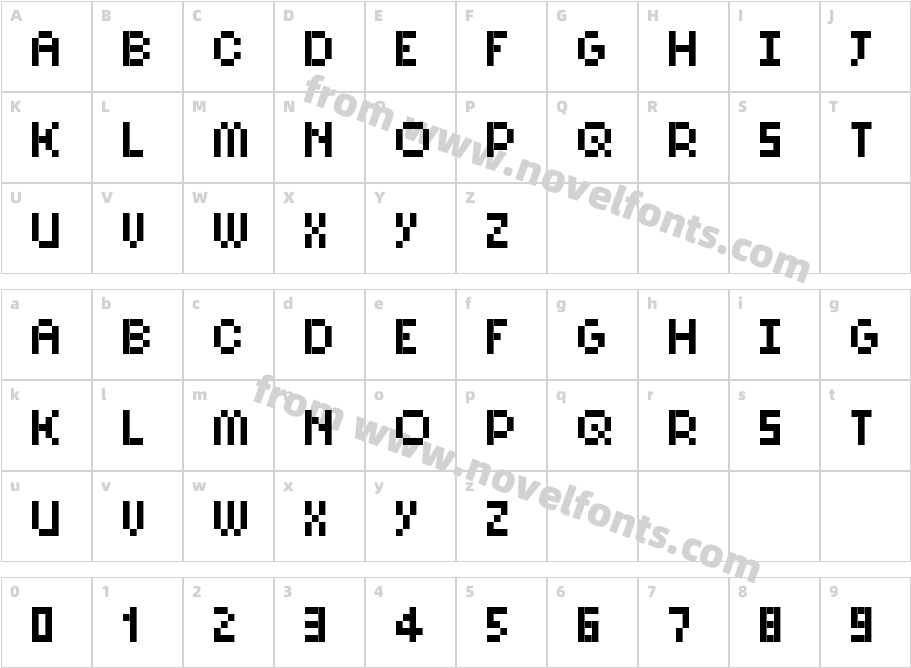 PixelSix10Character Map