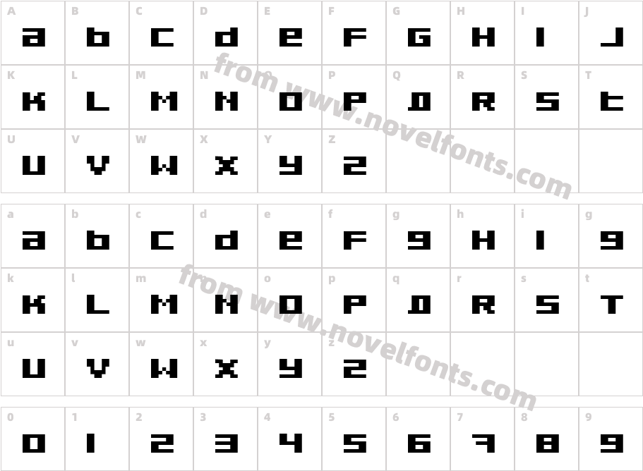 Pixeldust BoldCharacter Map