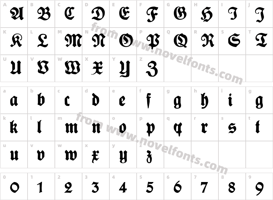 Plakat-FrakturCharacter Map