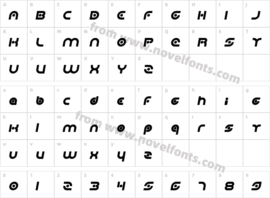 Planetary Orbiter Bold ItalicCharacter Map