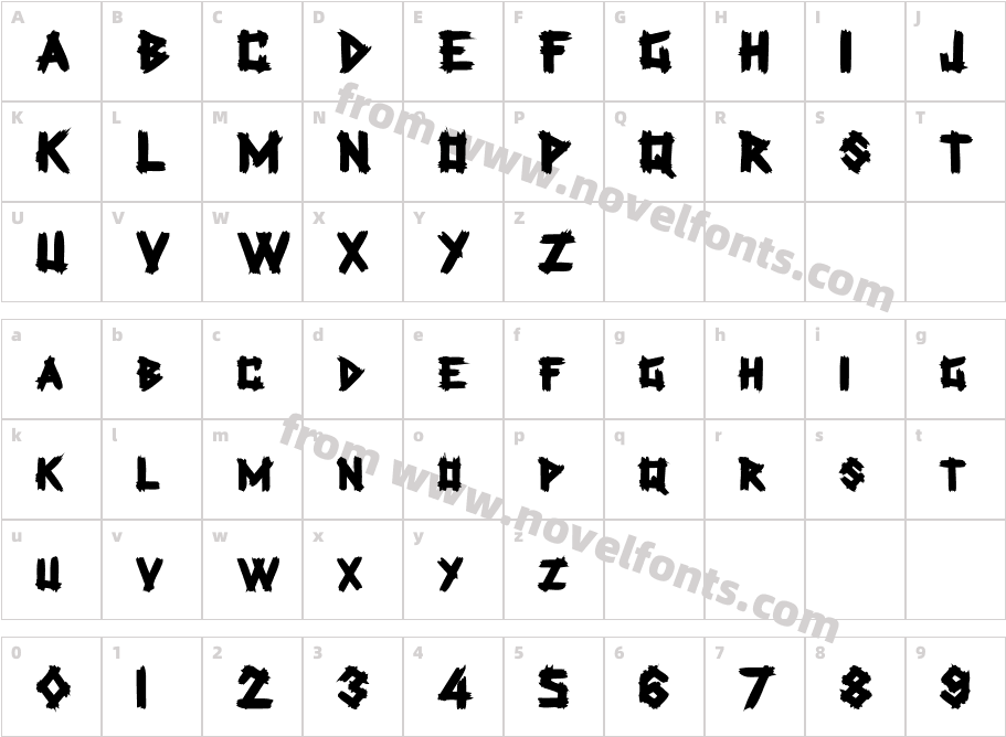 PlanksDisplayCaps BoldCharacter Map