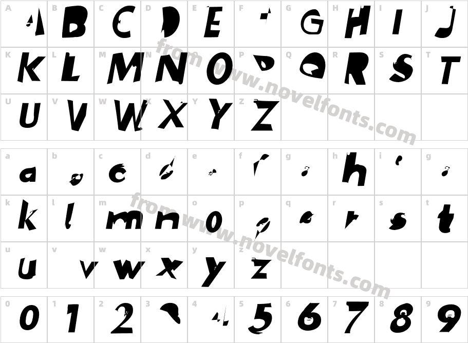 PlasticEraser ItalicCharacter Map