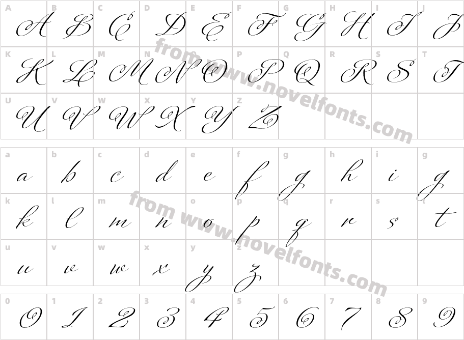 Platinus Script Pro BoldCharacter Map