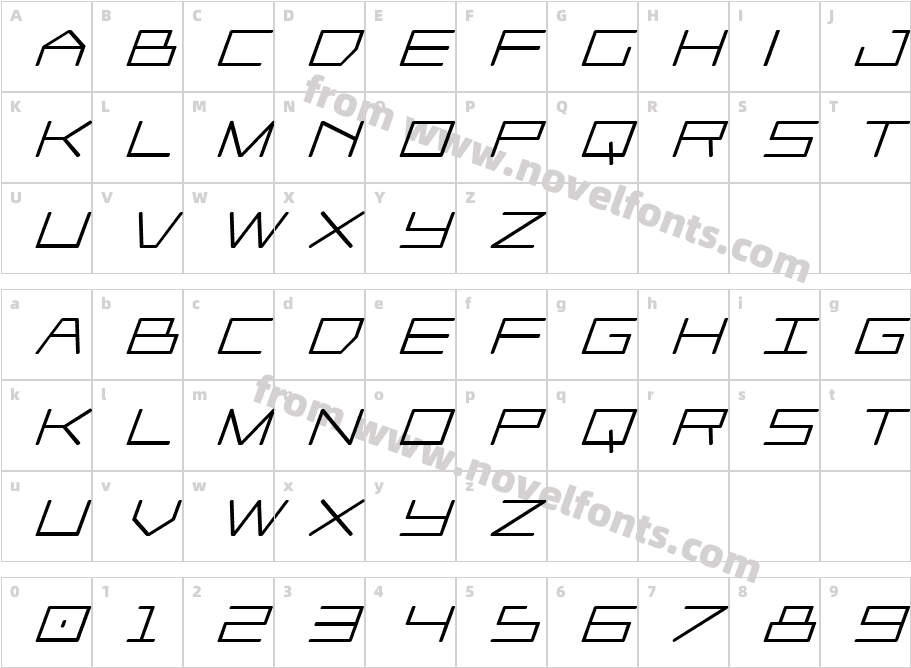 Player 1 Up Heavy ItalicCharacter Map