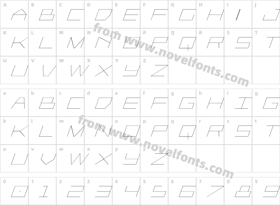 Player 1 Up Light ItalicCharacter Map