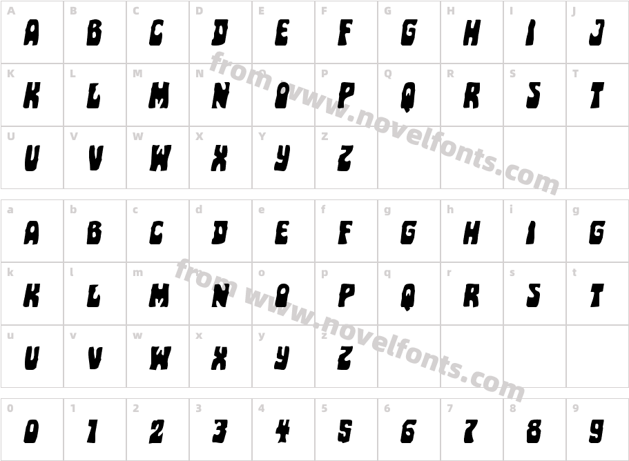 Pocket Monster Expanded ItalicCharacter Map