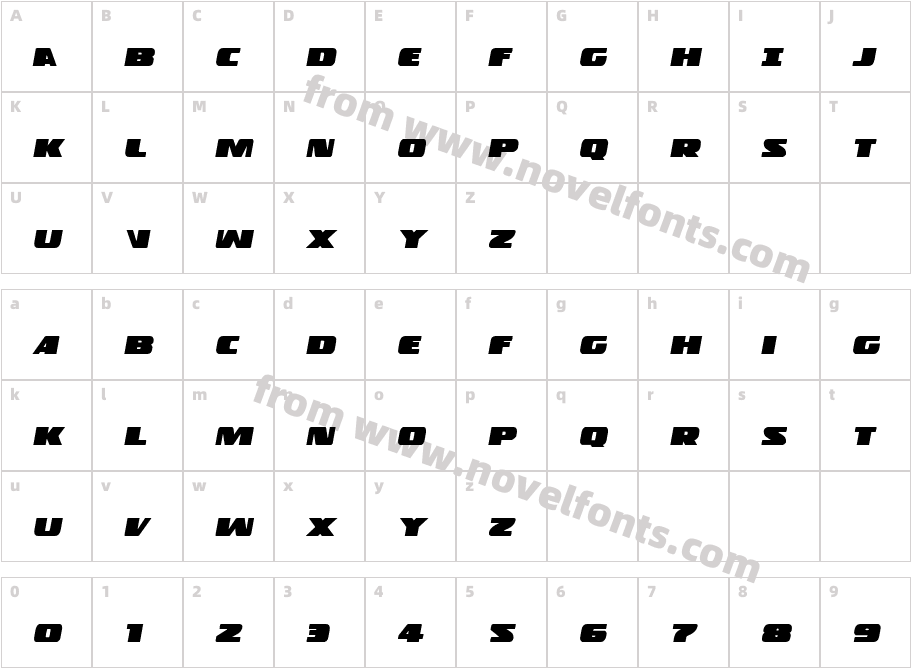 Police Cruiser ItalicCharacter Map