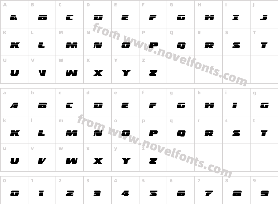 Police Cruiser Laser ItalicCharacter Map