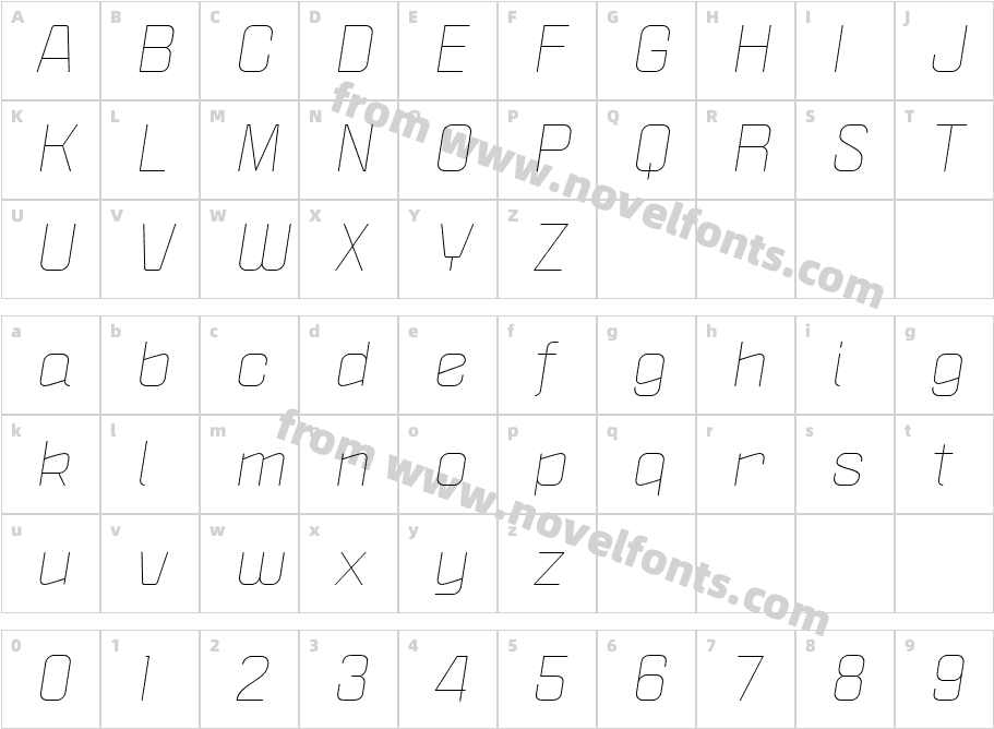 PoliticaXT-LightItalicCharacter Map