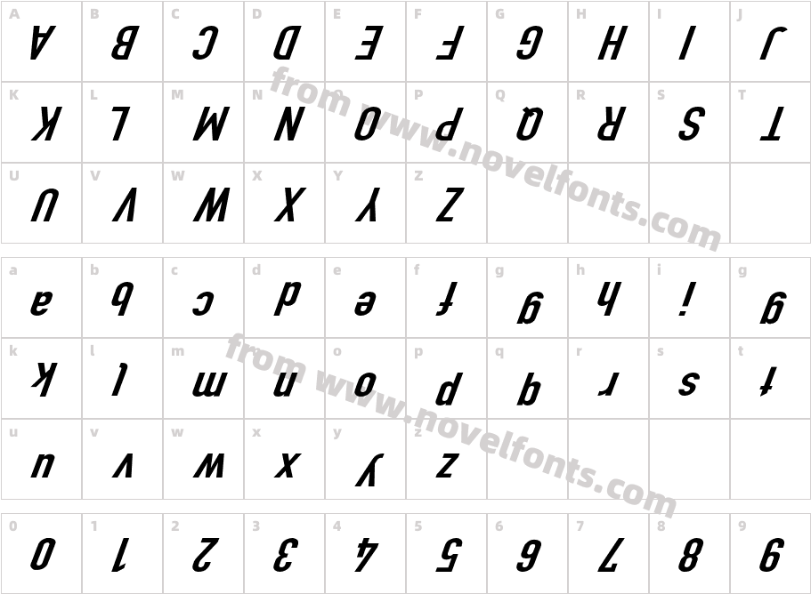 Polski Din Kursivschrift BreitCharacter Map