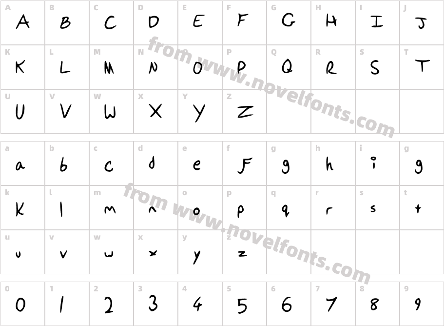 PonellasFontCharacter Map