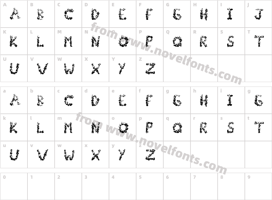 PopCornFontCharacter Map