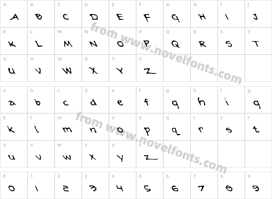 Arilon LeftalicCharacter Map