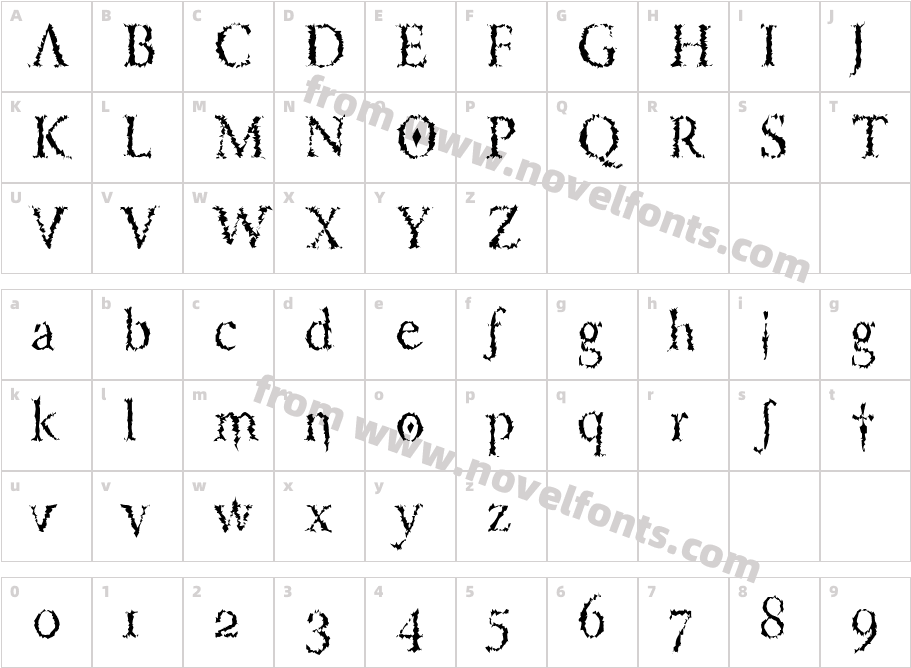 PorcupineRomanRegularSWFTECharacter Map