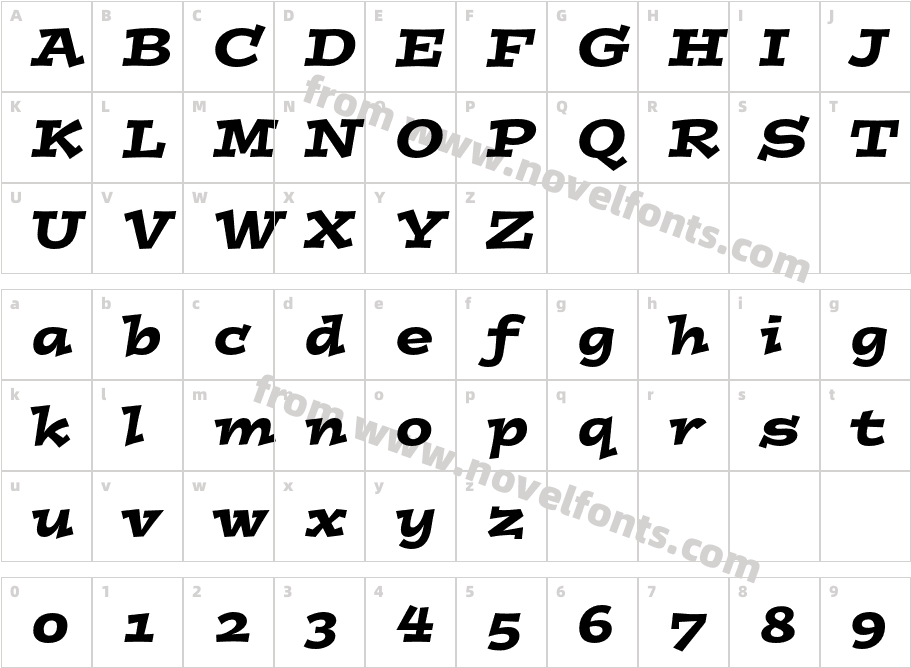 Postino Std ItalicCharacter Map