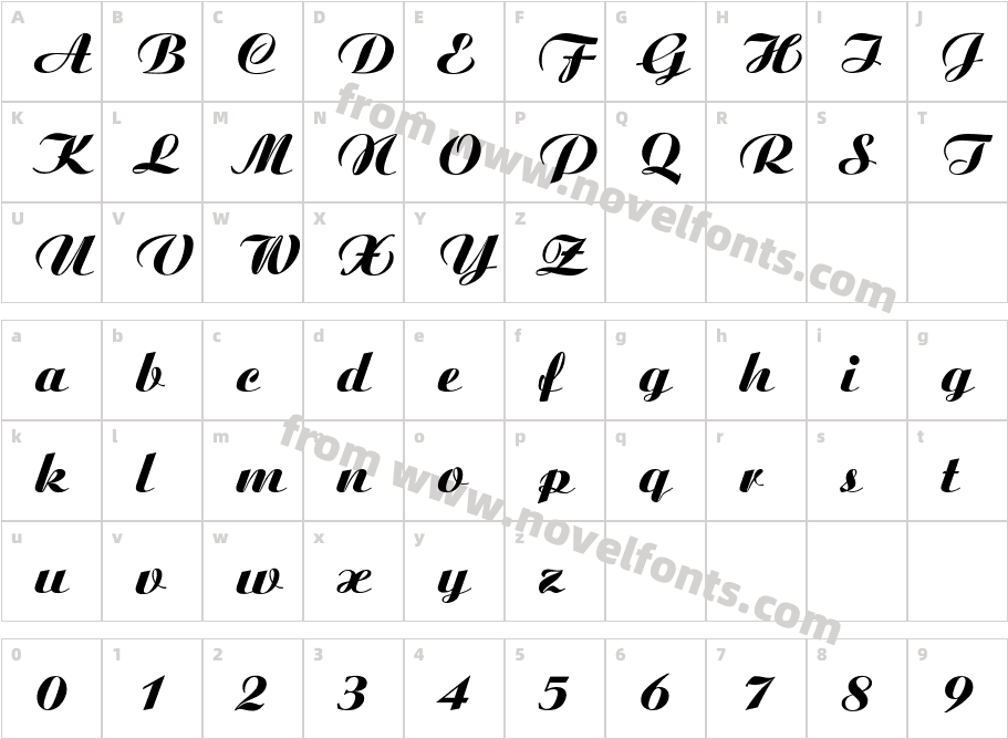 Ariston Extra Bold ItalicCharacter Map