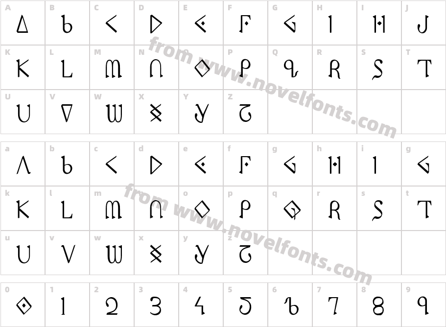 Presley Press CondensedCharacter Map