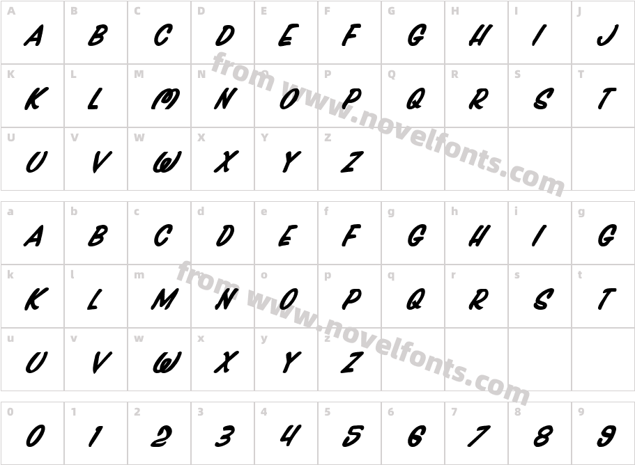 Press Darling Bold ItalicCharacter Map