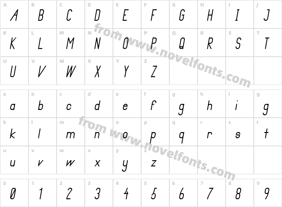 Primadona Italic BoldCharacter Map