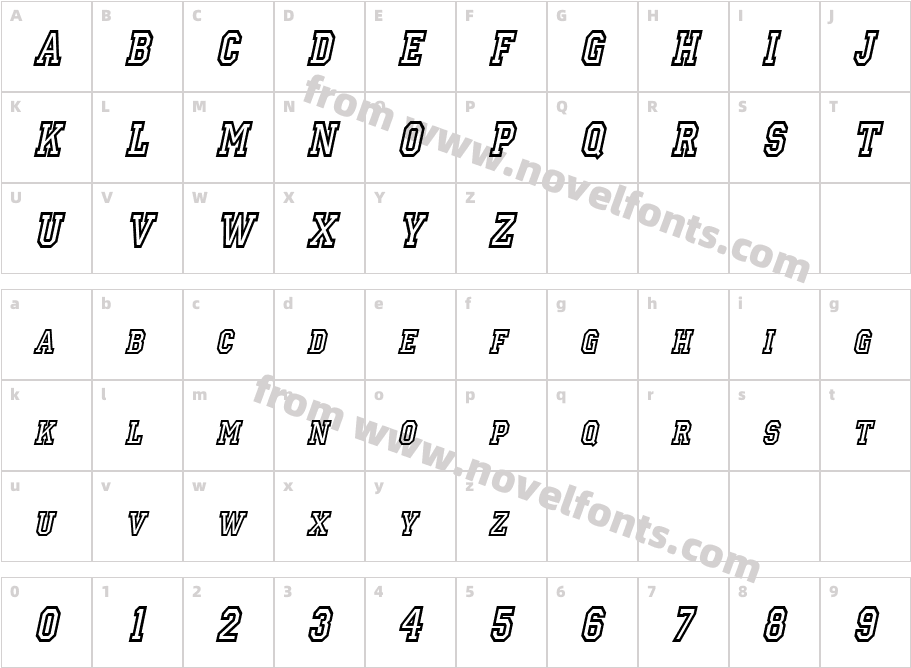 Princeton Condensed ItalicCharacter Map