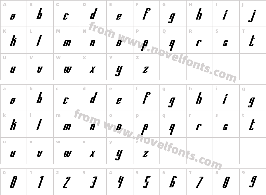 Printed Circuit Board ItalicCharacter Map