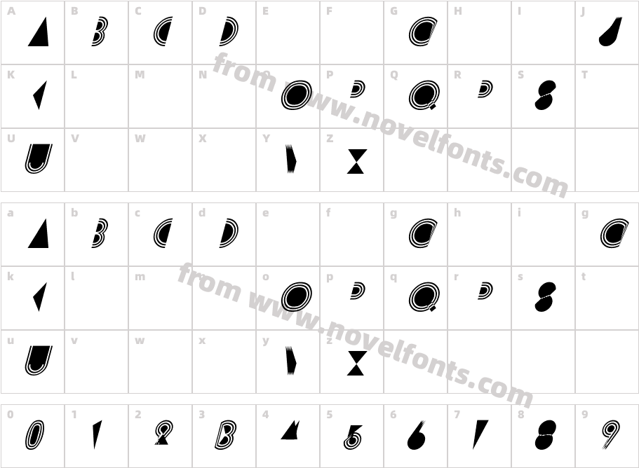 Prisma ItalicCharacter Map