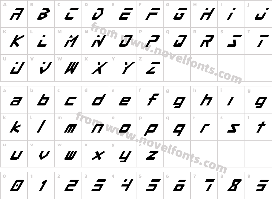 Procyon Super ItalicCharacter Map