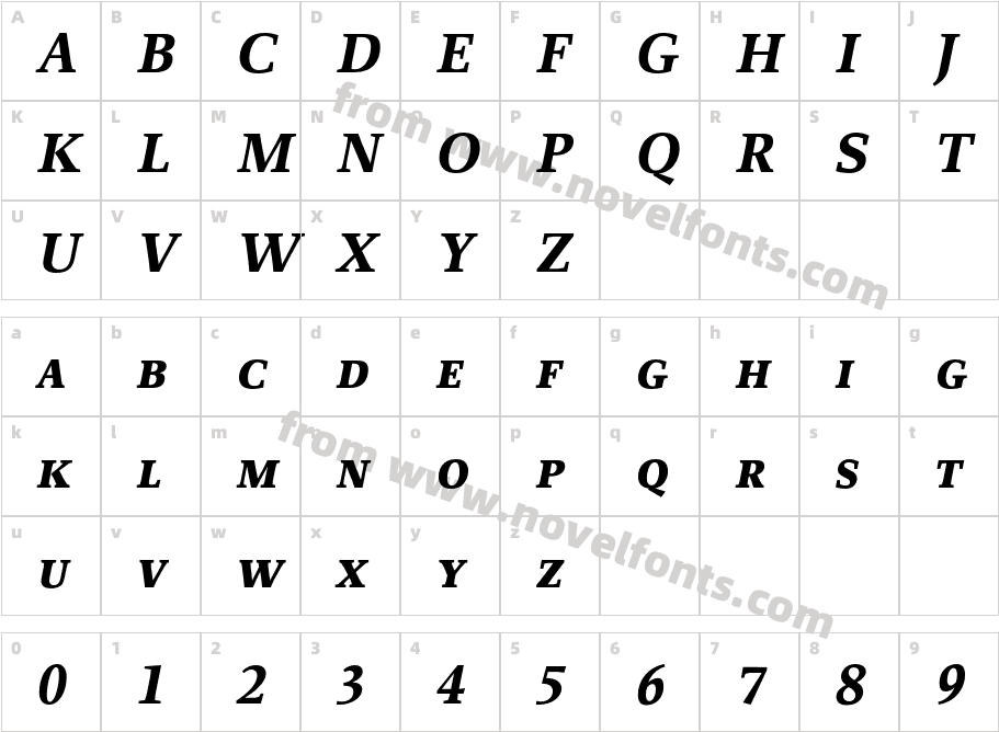 Proforma-BoldItalicSCCharacter Map