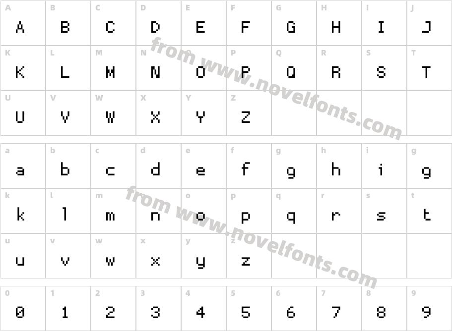 ProggyTinyTTSZCharacter Map