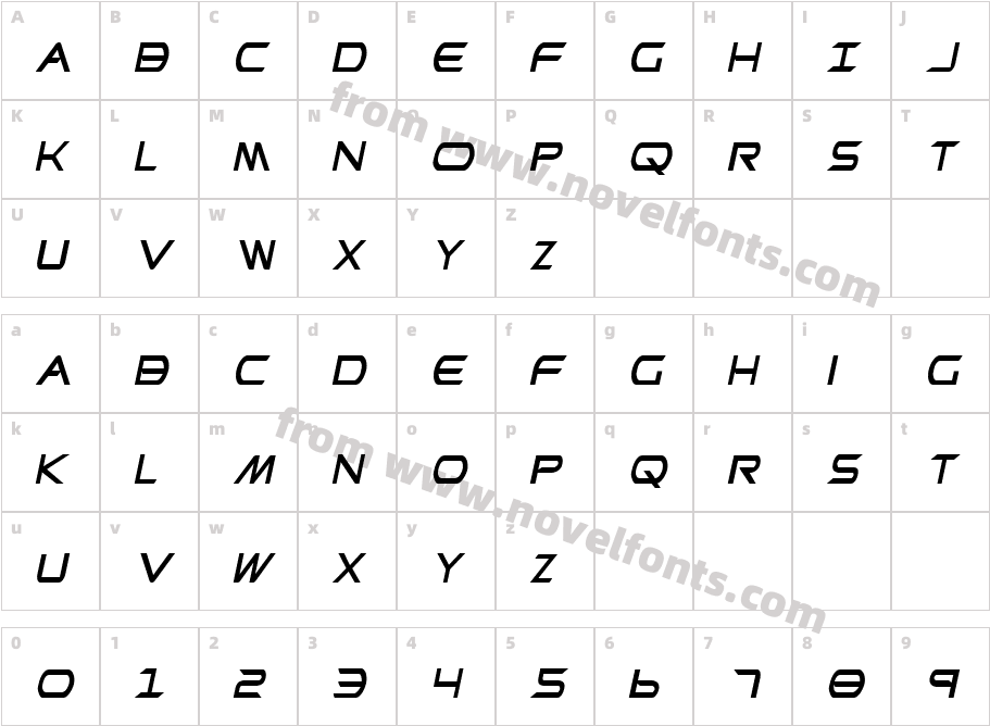 Promethean Condensed ItalicCharacter Map