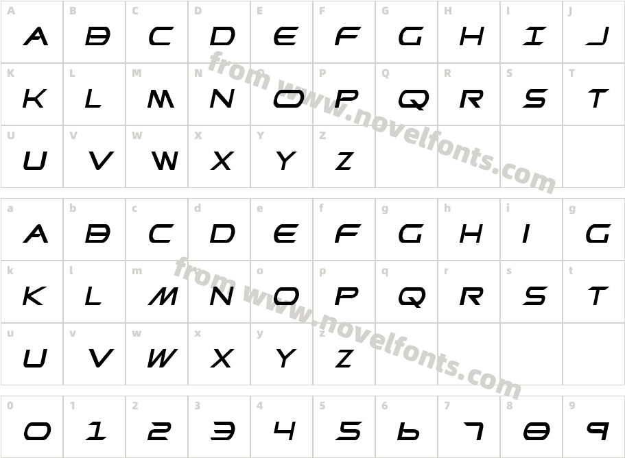 Promethean ItalicCharacter Map