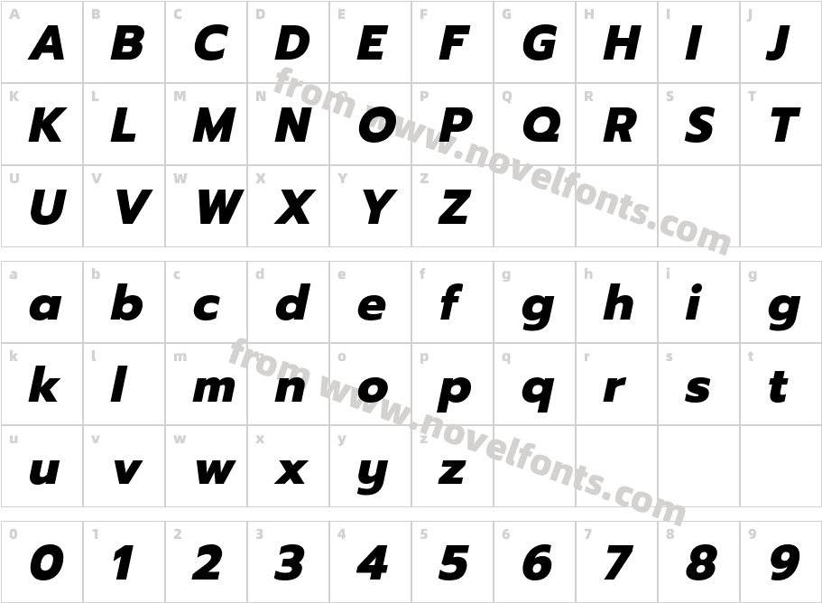 Prompt Extra Bold ItalicCharacter Map