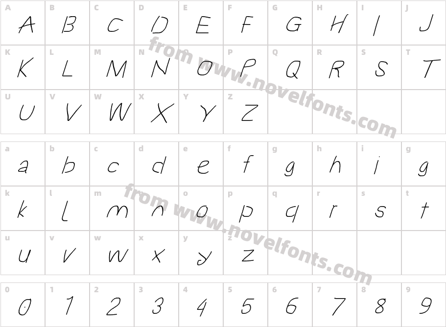 Proton ExtraBold Extended SuperItalicCharacter Map