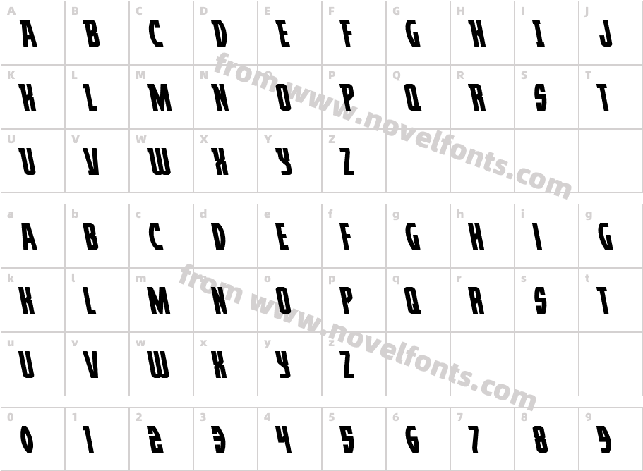 Prowler LeftalicCharacter Map